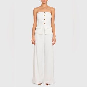 Amanda Uprichard White Wide-Leg Jumpsuit Yadira